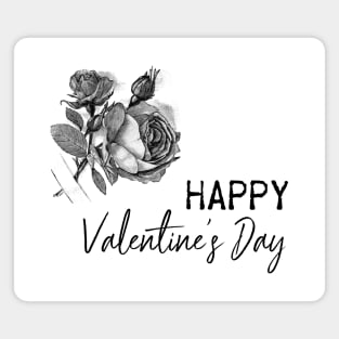 Valentine with Black Rose Flower Illustration Magnet